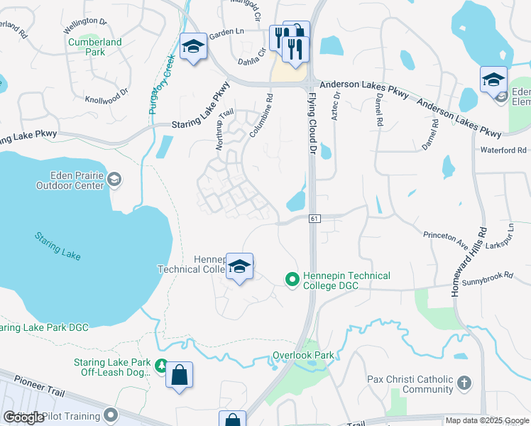 map of restaurants, bars, coffee shops, grocery stores, and more near 9117 Scarlet Globe Drive in Eden Prairie