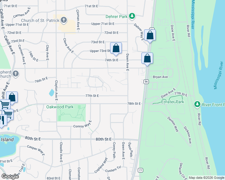 map of restaurants, bars, coffee shops, grocery stores, and more near in Inver Grove Heights
