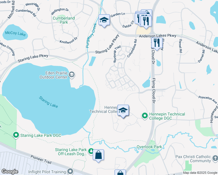 map of restaurants, bars, coffee shops, grocery stores, and more near 9104 Terra Verde Trail in Eden Prairie