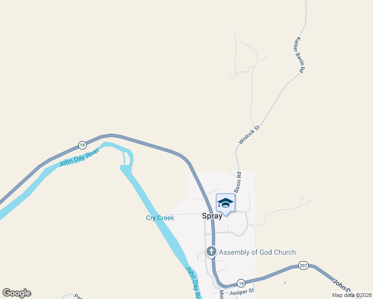 map of restaurants, bars, coffee shops, grocery stores, and more near 32297 Highway 19 207 in Spray