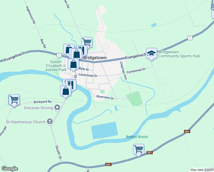 map of restaurants, bars, coffee shops, grocery stores, and more near 2 Murphy Lane in Bridgetown