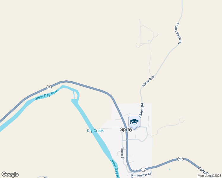 map of restaurants, bars, coffee shops, grocery stores, and more near 32297 Oregon 19 in Spray