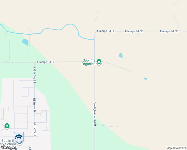 map of restaurants, bars, coffee shops, grocery stores, and more near 7987 Boedigheimer Road Southeast in Sublimity