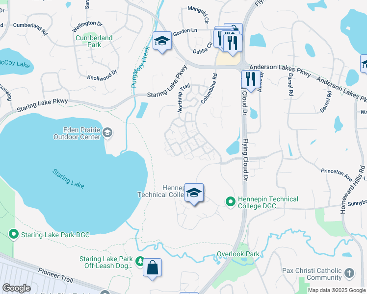 map of restaurants, bars, coffee shops, grocery stores, and more near 13135 Murdock Terrace in Eden Prairie