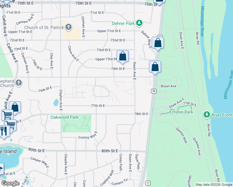 map of restaurants, bars, coffee shops, grocery stores, and more near 3873 Conroy Court East in Inver Grove Heights