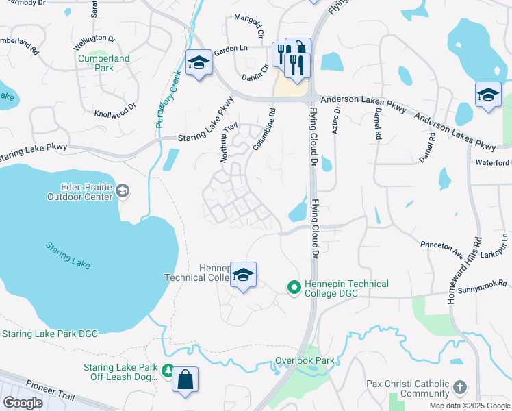 map of restaurants, bars, coffee shops, grocery stores, and more near 13014 Crimson Clover Lane in Eden Prairie