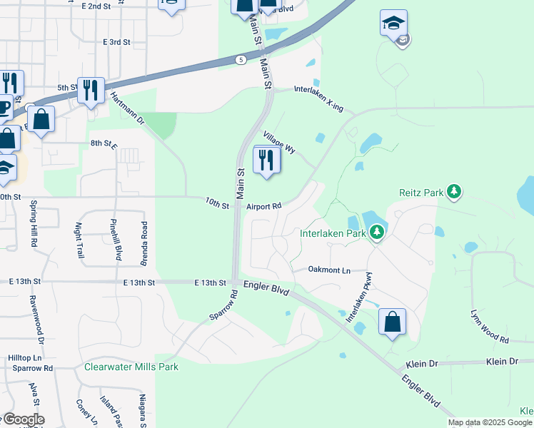 map of restaurants, bars, coffee shops, grocery stores, and more near 670 Stonegate Circle in Waconia