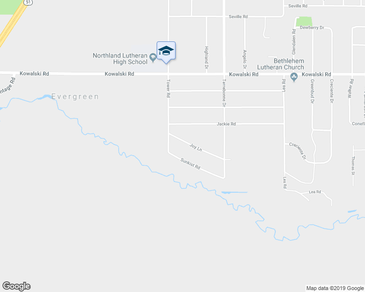 map of restaurants, bars, coffee shops, grocery stores, and more near 1721 Joy Lane in Mosinee