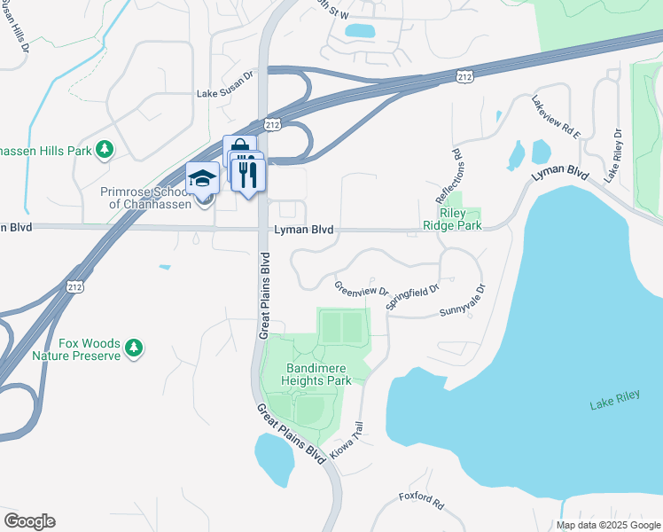 map of restaurants, bars, coffee shops, grocery stores, and more near 556 Summerfield Dr in Chanhassen