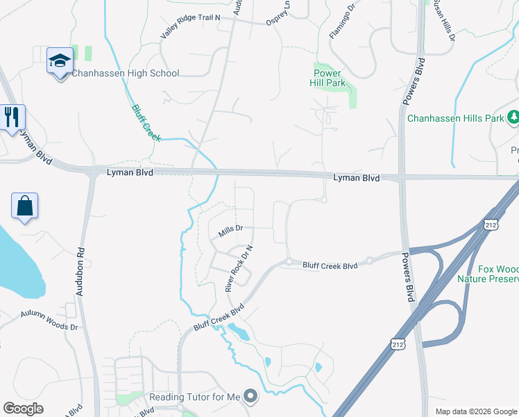 map of restaurants, bars, coffee shops, grocery stores, and more near 9081 River Rock Drive North in Chanhassen