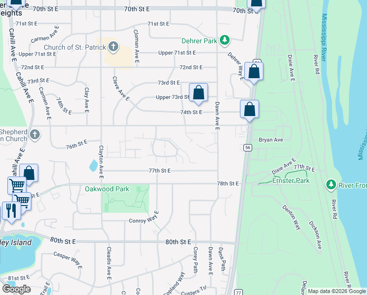 map of restaurants, bars, coffee shops, grocery stores, and more near 3873 Conroy Court East in Inver Grove Heights