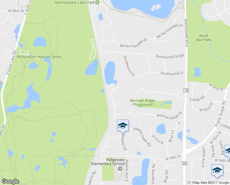 map of restaurants, bars, coffee shops, grocery stores, and more near 9033 Hyland Creek Road in Minneapolis