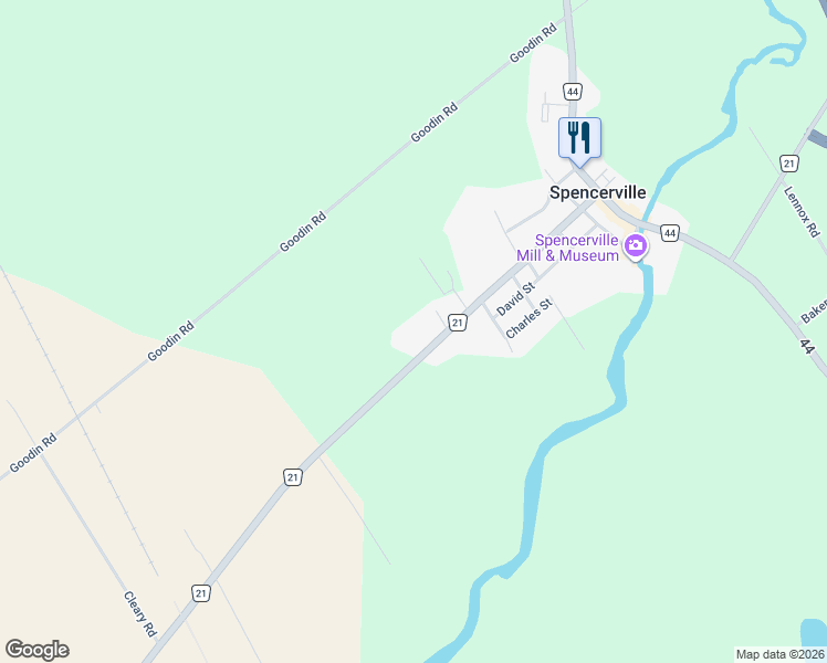 map of restaurants, bars, coffee shops, grocery stores, and more near 2800 County Road 21 in Spencerville