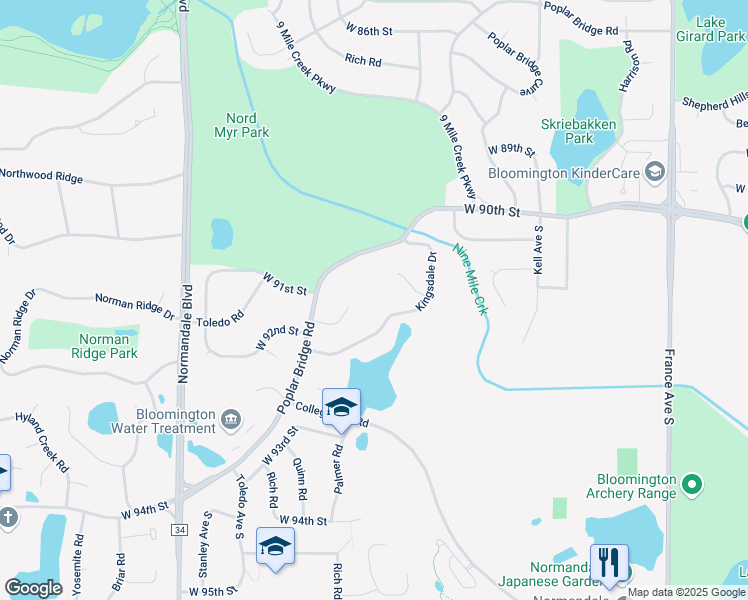 map of restaurants, bars, coffee shops, grocery stores, and more near 4668 9 Oaks Circle in Minneapolis