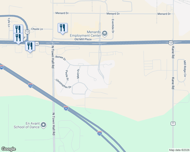 map of restaurants, bars, coffee shops, grocery stores, and more near 4023 John Hart Place in Eau Claire