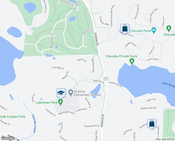 map of restaurants, bars, coffee shops, grocery stores, and more near 1567 Alphon Drive in Victoria