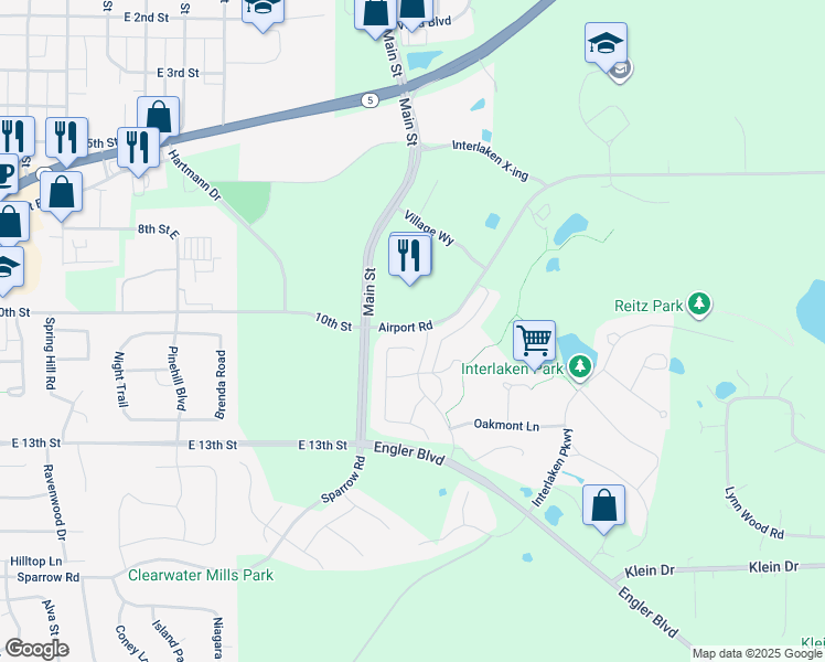 map of restaurants, bars, coffee shops, grocery stores, and more near 670 Stonegate Circle in Waconia
