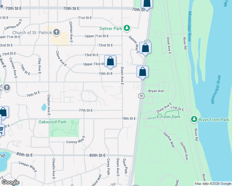 map of restaurants, bars, coffee shops, grocery stores, and more near 3933 Dawn Way in Inver Grove Heights