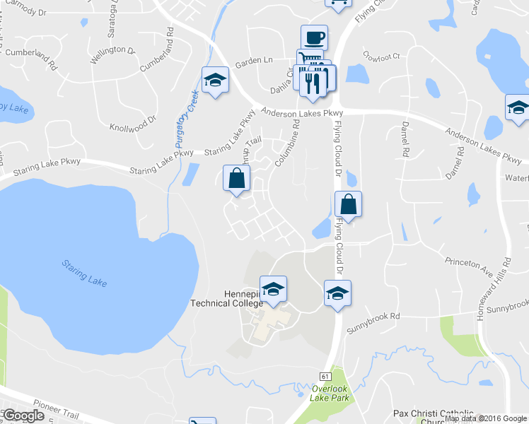 map of restaurants, bars, coffee shops, grocery stores, and more near Scarlet Globe Drive in Eden Prairie
