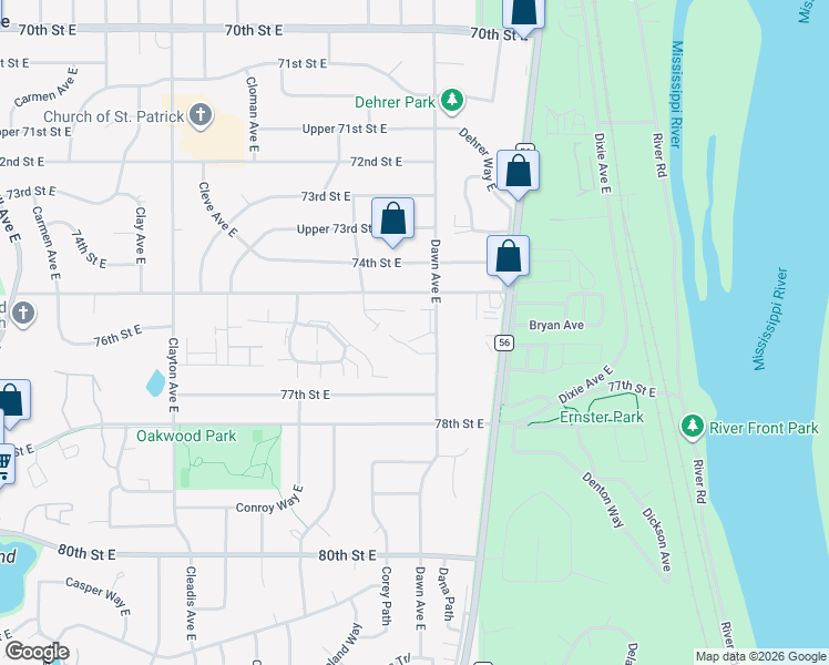 map of restaurants, bars, coffee shops, grocery stores, and more near 3933 Dawn Way in Inver Grove Heights