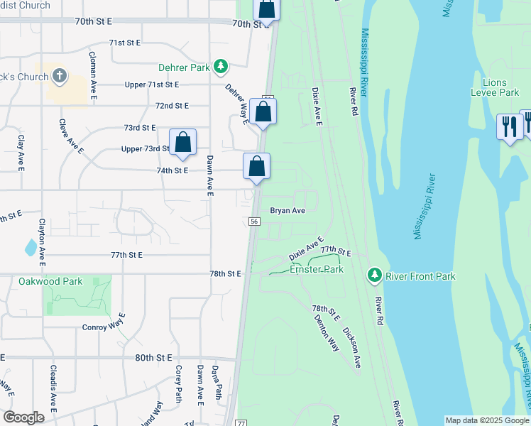 map of restaurants, bars, coffee shops, grocery stores, and more near 4 Holman Avenue in Inver Grove Heights