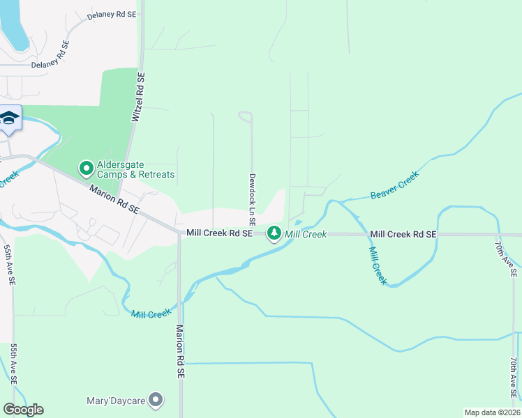 map of restaurants, bars, coffee shops, grocery stores, and more near 6343 Mill Creek Road Southeast in Turner