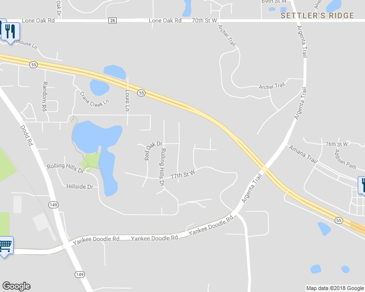 map of restaurants, bars, coffee shops, grocery stores, and more near 3230 Black Oak Drive in Eagan