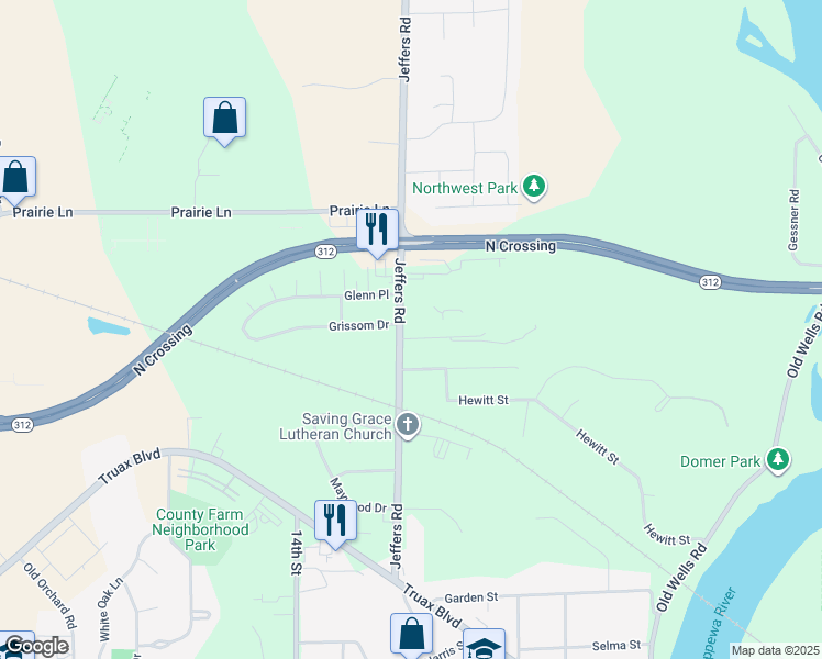 map of restaurants, bars, coffee shops, grocery stores, and more near 822 Hagman Street in Eau Claire