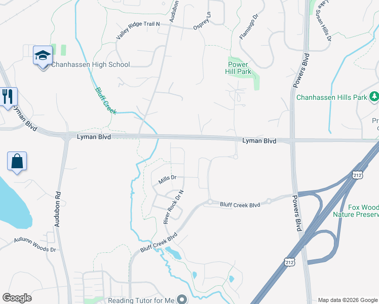 map of restaurants, bars, coffee shops, grocery stores, and more near 9081 River Rock Drive North in Chanhassen