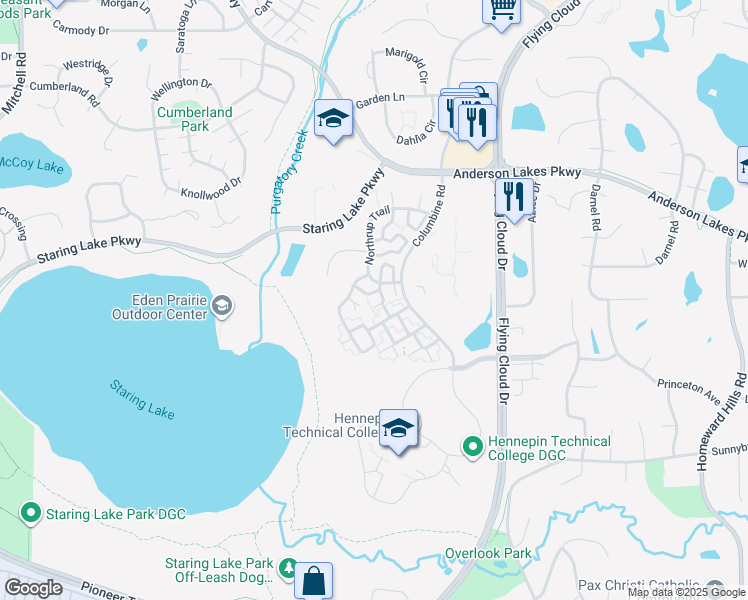 map of restaurants, bars, coffee shops, grocery stores, and more near 13182 Murdock Terrace in Eden Prairie