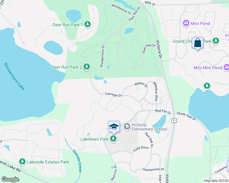 map of restaurants, bars, coffee shops, grocery stores, and more near 1800 Alphon Drive in Victoria