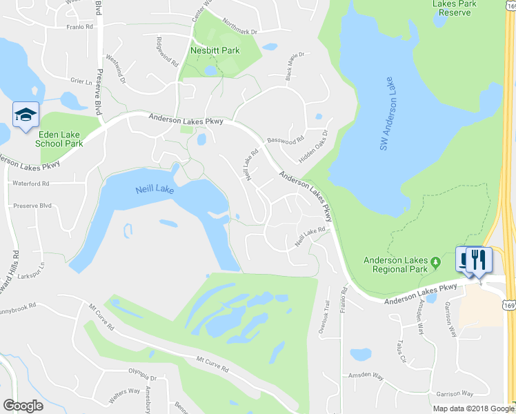 map of restaurants, bars, coffee shops, grocery stores, and more near 9026 Neill Lake Road in Eden Prairie