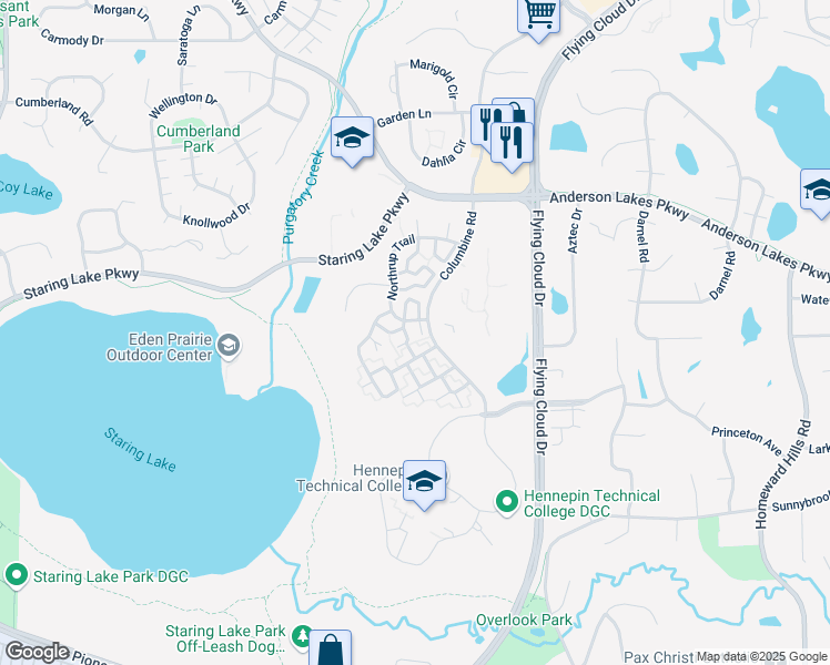 map of restaurants, bars, coffee shops, grocery stores, and more near 8980 Massie Curve in Eden Prairie