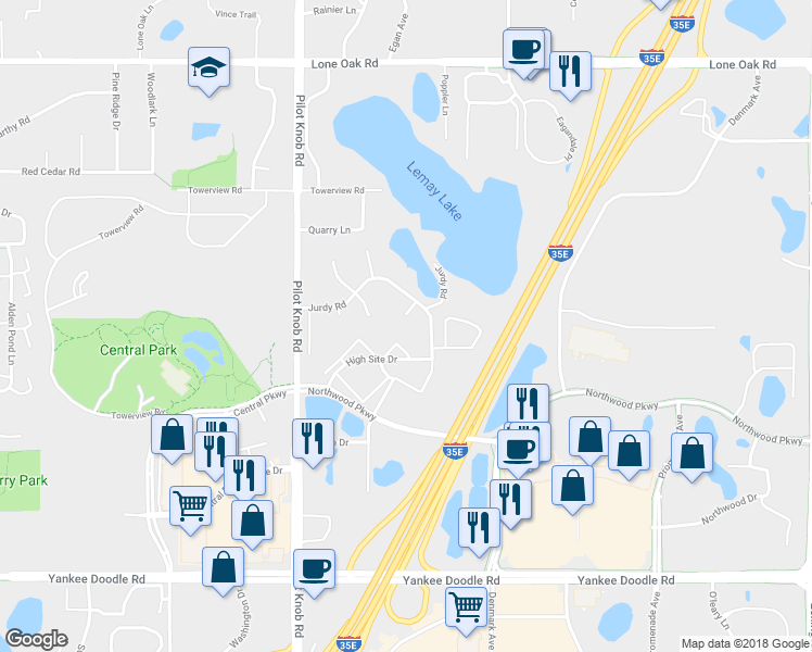 map of restaurants, bars, coffee shops, grocery stores, and more near 3210 Marice Court in Eagan