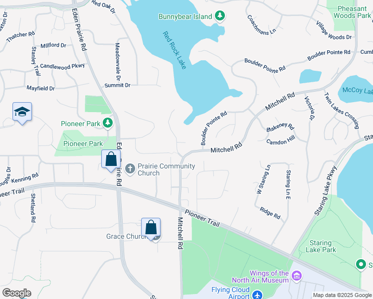 map of restaurants, bars, coffee shops, grocery stores, and more near 15560 Boulder Pointe Road in Eden Prairie