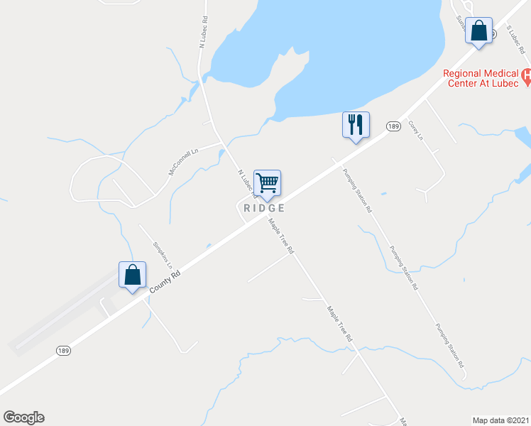 map of restaurants, bars, coffee shops, grocery stores, and more near 218 County Road in Lubec