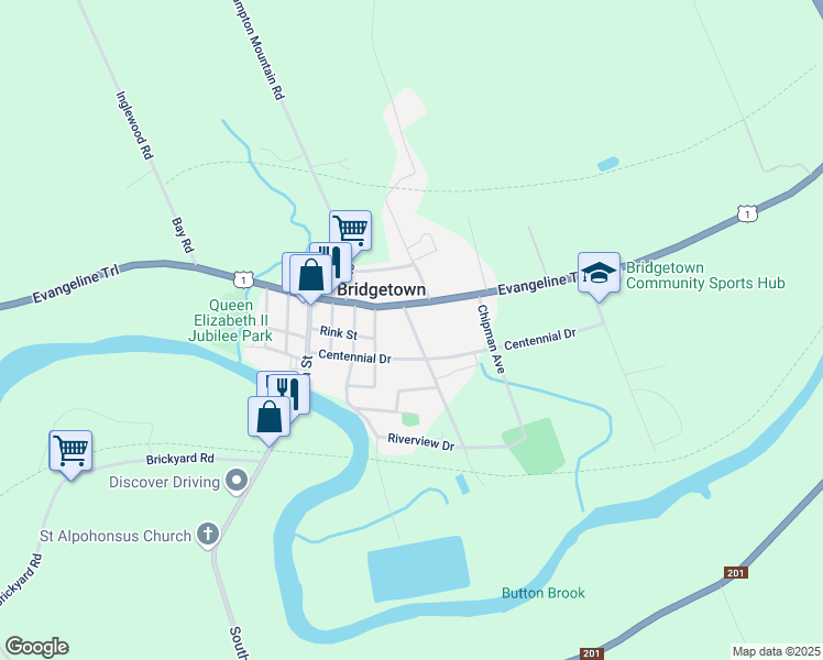 map of restaurants, bars, coffee shops, grocery stores, and more near 5 Rectory Street in Bridgetown