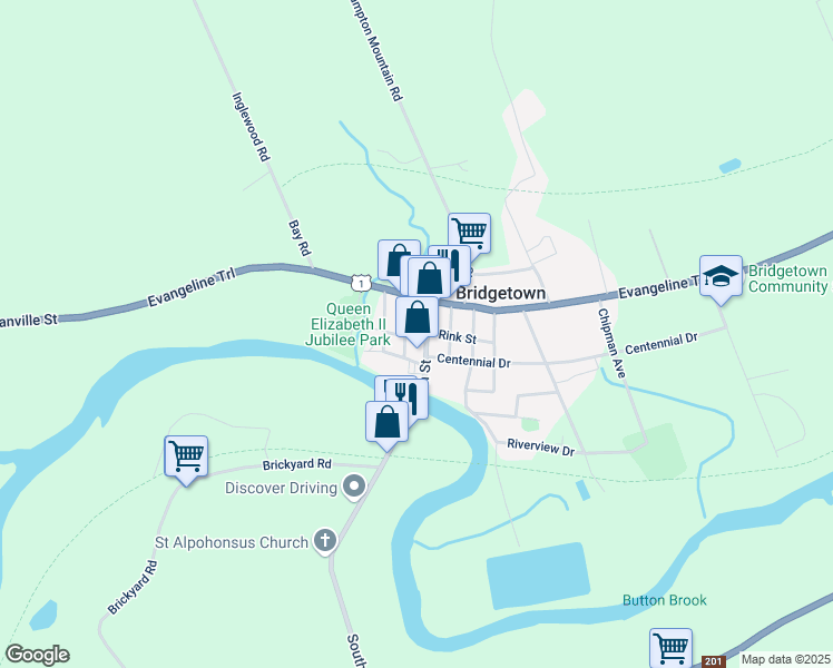 map of restaurants, bars, coffee shops, grocery stores, and more near 21 Queen Street in Bridgetown