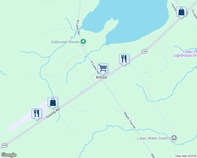 map of restaurants, bars, coffee shops, grocery stores, and more near 10 North Lubec Road in Lubec