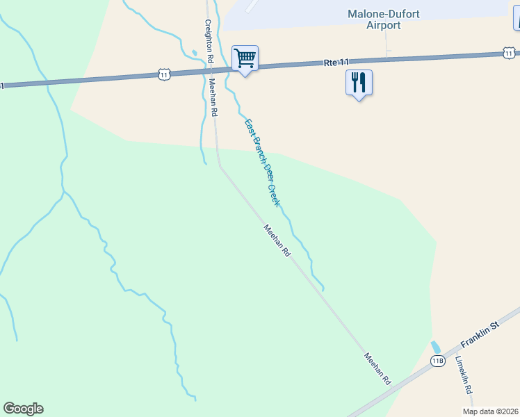 map of restaurants, bars, coffee shops, grocery stores, and more near 142 Meehan Rd in Malone