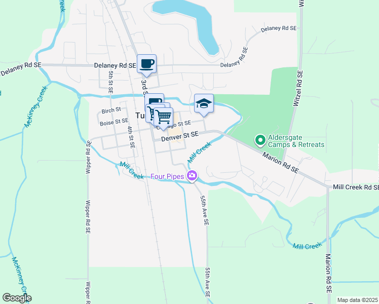 map of restaurants, bars, coffee shops, grocery stores, and more near 7900 1st Street in Turner