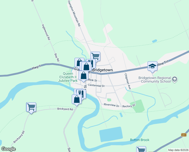 map of restaurants, bars, coffee shops, grocery stores, and more near 298 Granville Street in Bridgetown