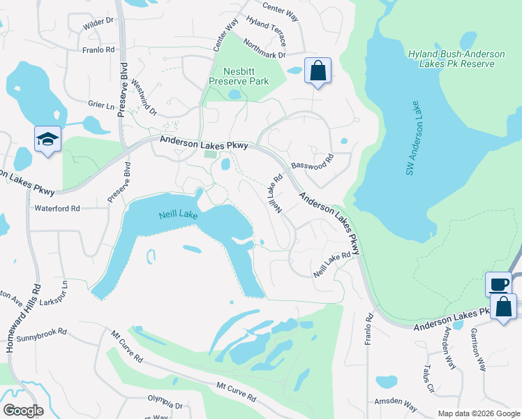 map of restaurants, bars, coffee shops, grocery stores, and more near 8980 Neill Lake Road in Eden Prairie