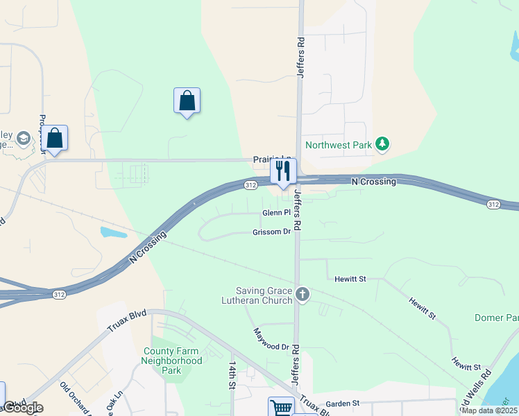 map of restaurants, bars, coffee shops, grocery stores, and more near 1202 Glenn Place in Eau Claire