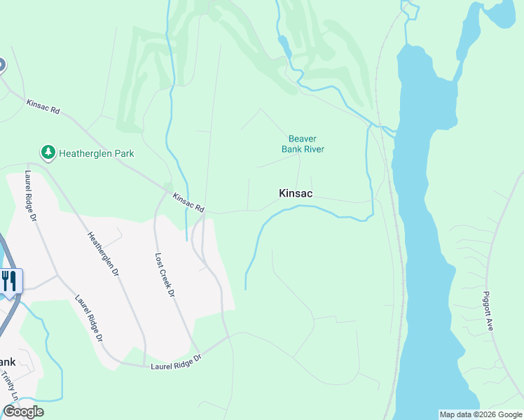 map of restaurants, bars, coffee shops, grocery stores, and more near Kinsac Road in Kinsac