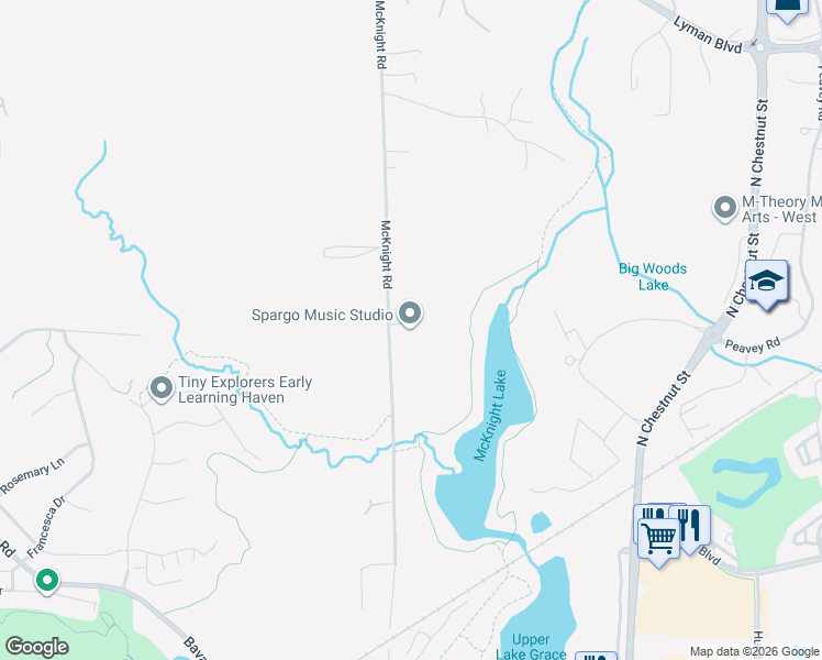 map of restaurants, bars, coffee shops, grocery stores, and more near 3225 McKnight Road in Chaska