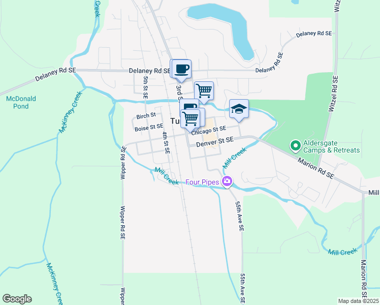 map of restaurants, bars, coffee shops, grocery stores, and more near 7850 3rd Street in Turner