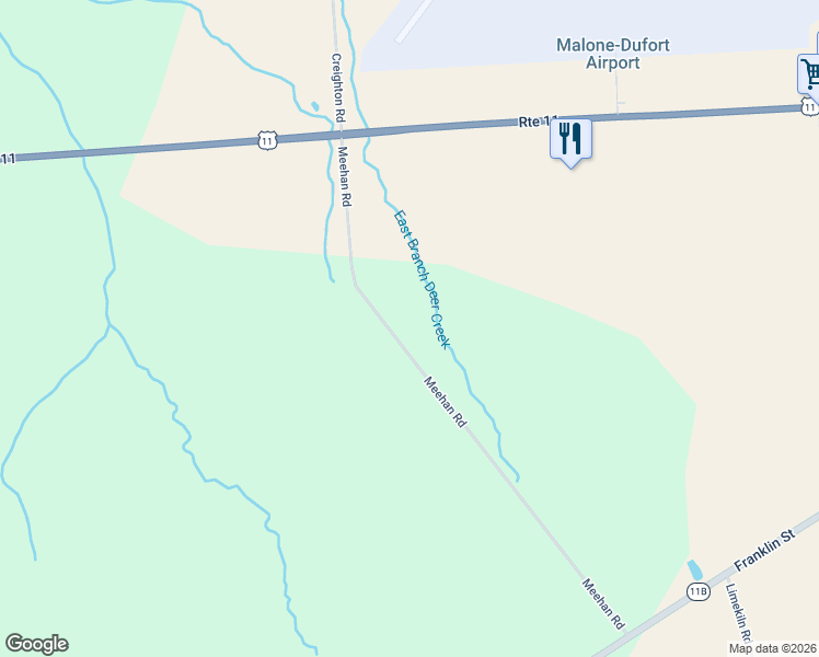 map of restaurants, bars, coffee shops, grocery stores, and more near 142 Meehan Road in Malone