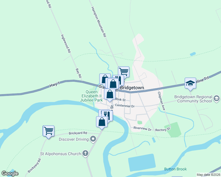 map of restaurants, bars, coffee shops, grocery stores, and more near 267 Granville Street in Bridgetown