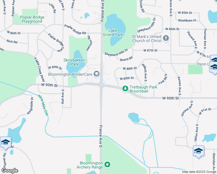 map of restaurants, bars, coffee shops, grocery stores, and more near in Bloomington